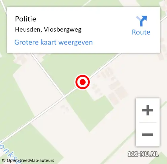 Locatie op kaart van de 112 melding: Politie Heusden, Vlosbergweg op 27 augustus 2023 05:49