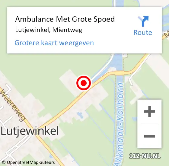 Locatie op kaart van de 112 melding: Ambulance Met Grote Spoed Naar Lutjewinkel, Mientweg op 27 augustus 2023 08:55