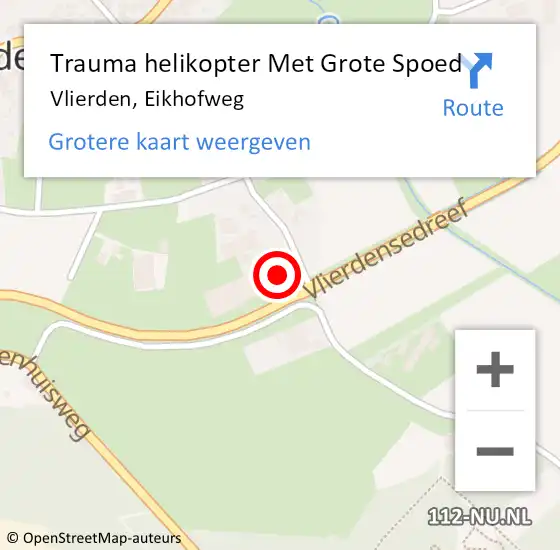 Locatie op kaart van de 112 melding: Trauma helikopter Met Grote Spoed Naar Vlierden, Eikhofweg op 27 augustus 2023 10:07