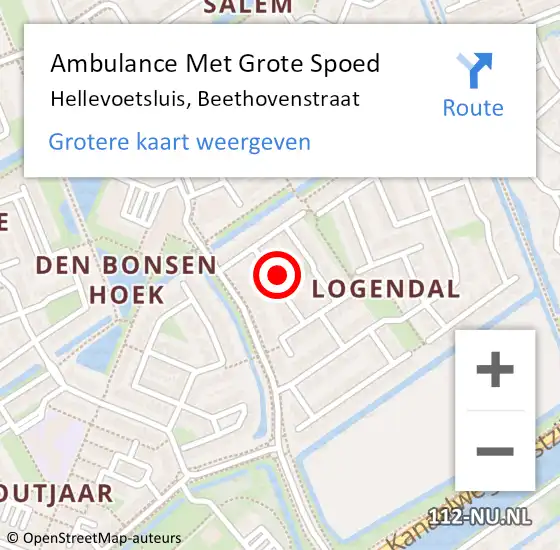 Locatie op kaart van de 112 melding: Ambulance Met Grote Spoed Naar Hellevoetsluis, Beethovenstraat op 27 augustus 2023 11:23