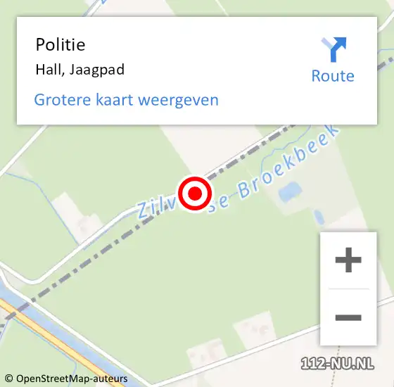 Locatie op kaart van de 112 melding: Politie Hall, Jaagpad op 27 augustus 2023 11:45