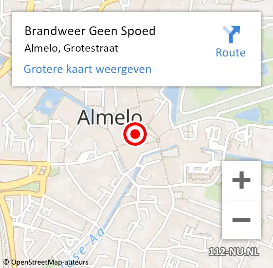 Locatie op kaart van de 112 melding: Brandweer Geen Spoed Naar Almelo, Grotestraat op 27 augustus 2023 12:56