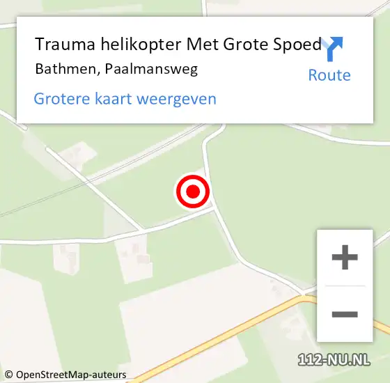 Locatie op kaart van de 112 melding: Trauma helikopter Met Grote Spoed Naar Bathmen, Paalmansweg op 27 augustus 2023 13:16