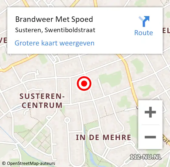 Locatie op kaart van de 112 melding: Brandweer Met Spoed Naar Susteren, Swentiboldstraat op 27 augustus 2023 18:19