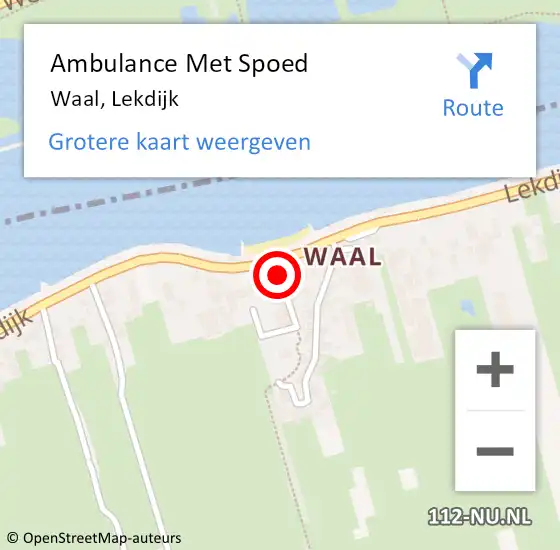 Locatie op kaart van de 112 melding: Ambulance Met Spoed Naar Waal, Lekdijk op 27 augustus 2023 18:48