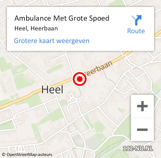 Locatie op kaart van de 112 melding: Ambulance Met Grote Spoed Naar Heel, Heerbaan op 27 augustus 2023 20:24