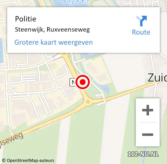 Locatie op kaart van de 112 melding: Politie Steenwijk, Ruxveenseweg op 27 augustus 2023 20:26