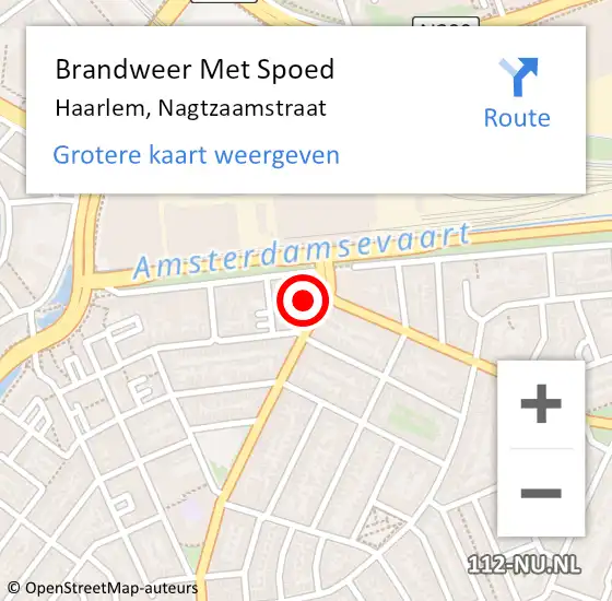 Locatie op kaart van de 112 melding: Brandweer Met Spoed Naar Haarlem, Nagtzaamstraat op 27 augustus 2023 21:09