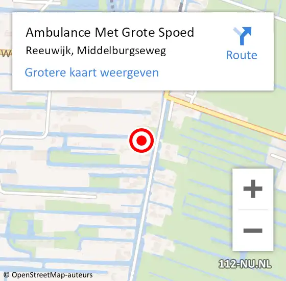Locatie op kaart van de 112 melding: Ambulance Met Grote Spoed Naar Reeuwijk, Middelburgseweg op 27 augustus 2023 23:42