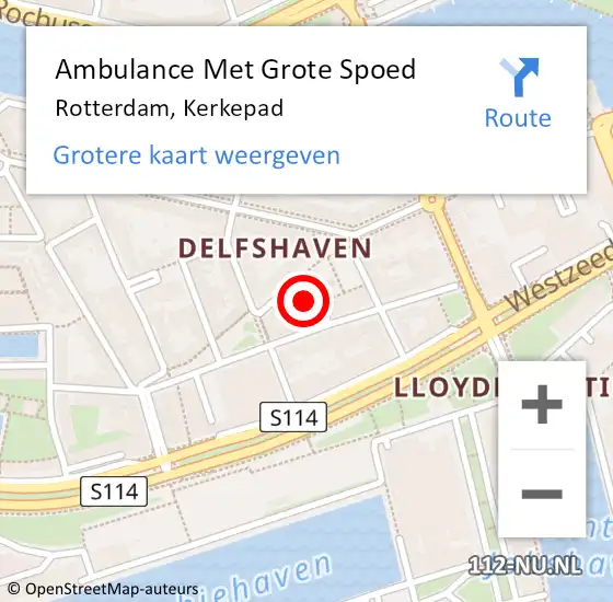 Locatie op kaart van de 112 melding: Ambulance Met Grote Spoed Naar Rotterdam, Kerkepad op 28 augustus 2023 03:04