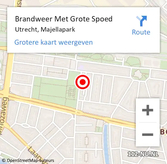 Locatie op kaart van de 112 melding: Brandweer Met Grote Spoed Naar Utrecht, Majellapark op 28 augustus 2023 06:28