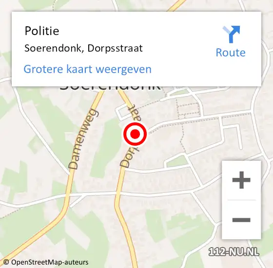 Locatie op kaart van de 112 melding: Politie Soerendonk, Dorpsstraat op 28 augustus 2023 08:43