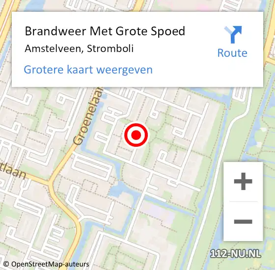 Locatie op kaart van de 112 melding: Brandweer Met Grote Spoed Naar Amstelveen, Stromboli op 28 augustus 2023 09:00
