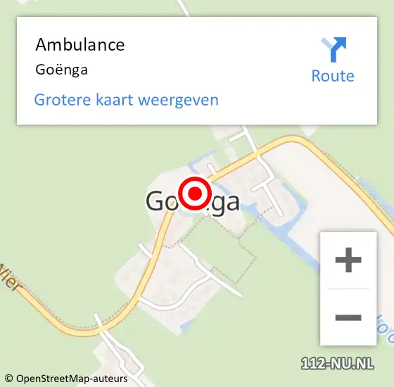 Locatie op kaart van de 112 melding: Ambulance Goënga op 28 augustus 2023 10:30