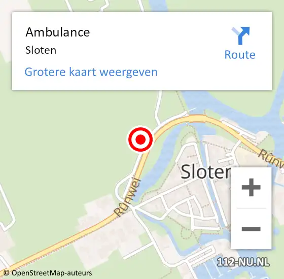 Locatie op kaart van de 112 melding: Ambulance Sloten op 28 augustus 2023 12:23
