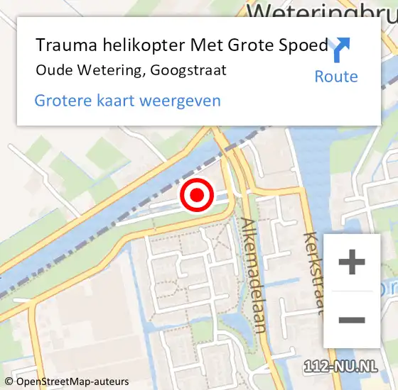 Locatie op kaart van de 112 melding: Trauma helikopter Met Grote Spoed Naar Oude Wetering, Googstraat op 28 augustus 2023 12:28