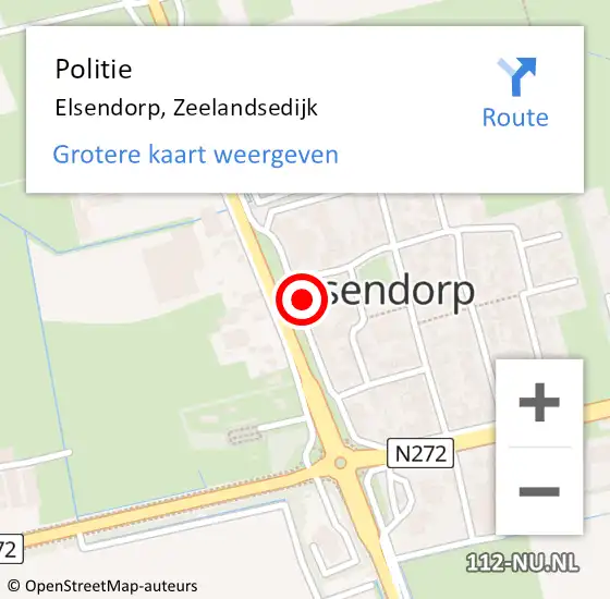 Locatie op kaart van de 112 melding: Politie Elsendorp, Zeelandsedijk op 28 augustus 2023 14:55