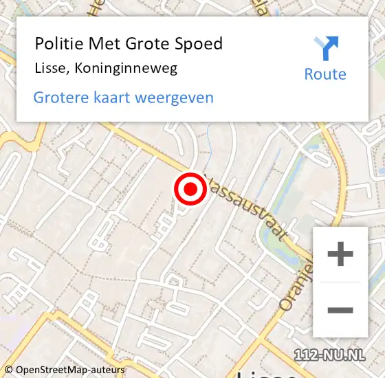 Locatie op kaart van de 112 melding: Politie Met Grote Spoed Naar Lisse, Koninginneweg op 28 augustus 2023 15:29