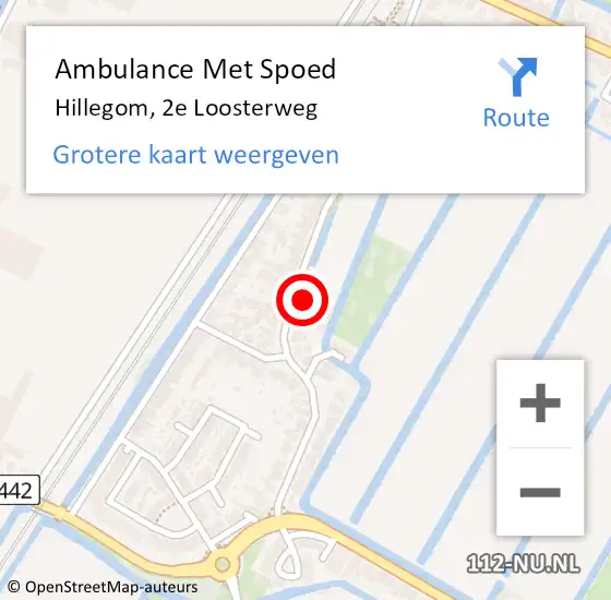 Locatie op kaart van de 112 melding: Ambulance Met Spoed Naar Hillegom, 2e Loosterweg op 28 augustus 2023 15:56