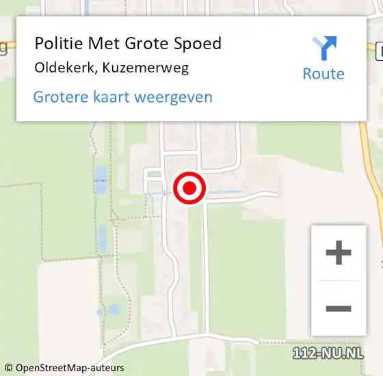 Locatie op kaart van de 112 melding: Politie Met Grote Spoed Naar Oldekerk, Kuzemerweg op 28 augustus 2023 17:50