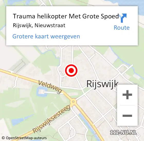 Locatie op kaart van de 112 melding: Trauma helikopter Met Grote Spoed Naar Rijswijk, Nieuwstraat op 28 augustus 2023 17:58