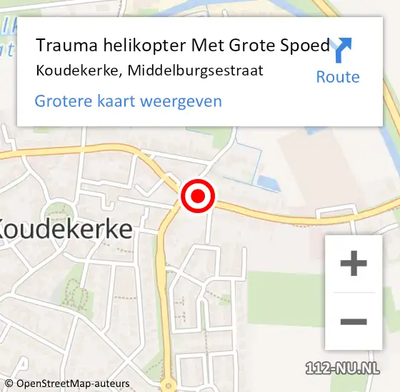 Locatie op kaart van de 112 melding: Trauma helikopter Met Grote Spoed Naar Koudekerke, Middelburgsestraat op 28 augustus 2023 18:04