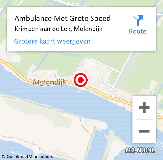 Locatie op kaart van de 112 melding: Ambulance Met Grote Spoed Naar Krimpen aan de Lek, Molendijk op 28 augustus 2023 18:38