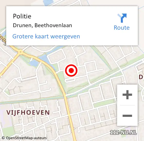 Locatie op kaart van de 112 melding: Politie Drunen, Beethovenlaan op 28 augustus 2023 18:43