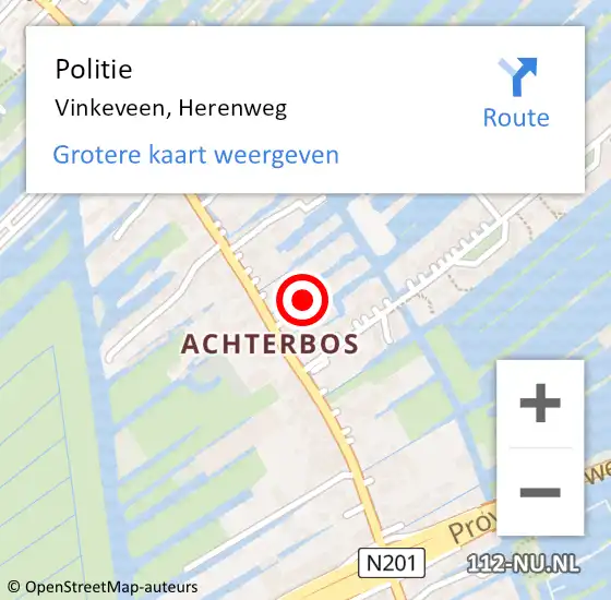 Locatie op kaart van de 112 melding: Politie Vinkeveen, Herenweg op 28 augustus 2023 18:49