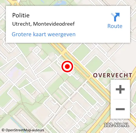 Locatie op kaart van de 112 melding: Politie Utrecht, Montevideodreef op 28 augustus 2023 20:11