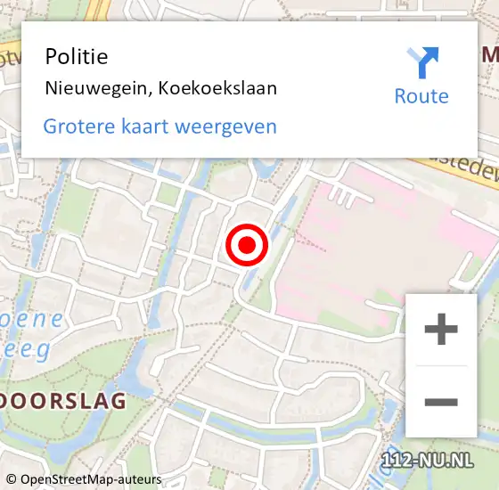 Locatie op kaart van de 112 melding: Politie Nieuwegein, Koekoekslaan op 28 augustus 2023 20:47