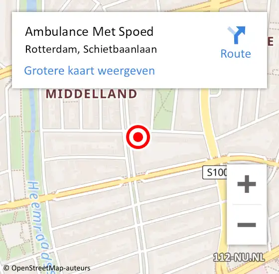Locatie op kaart van de 112 melding: Ambulance Met Spoed Naar Rotterdam, Schietbaanlaan op 29 augustus 2023 00:16