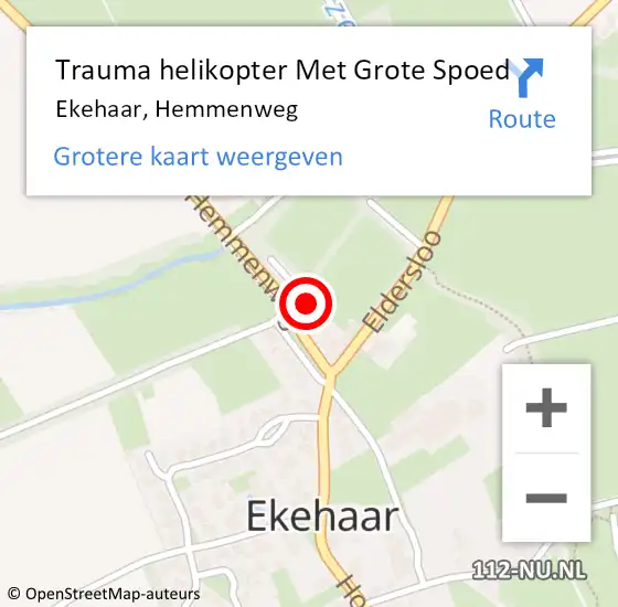 Locatie op kaart van de 112 melding: Trauma helikopter Met Grote Spoed Naar Ekehaar, Hemmenweg op 29 augustus 2023 02:25
