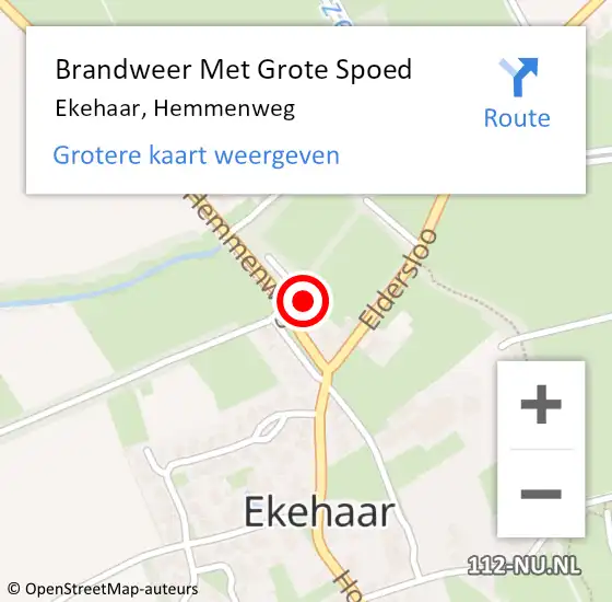 Locatie op kaart van de 112 melding: Brandweer Met Grote Spoed Naar Ekehaar, Hemmenweg op 29 augustus 2023 02:45