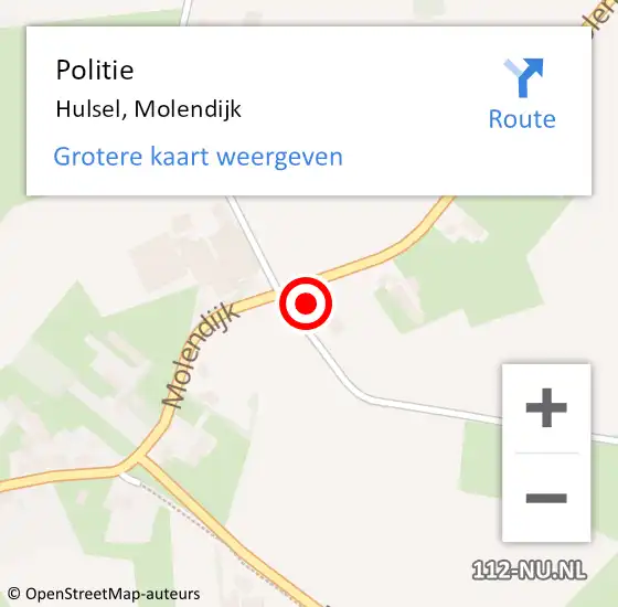 Locatie op kaart van de 112 melding: Politie Hulsel, Molendijk op 29 augustus 2023 03:17