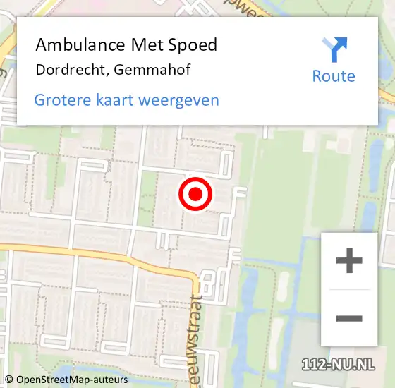 Locatie op kaart van de 112 melding: Ambulance Met Spoed Naar Dordrecht, Gemmahof op 29 augustus 2023 06:18