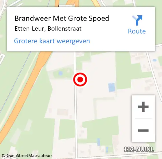 Locatie op kaart van de 112 melding: Brandweer Met Grote Spoed Naar Etten-Leur, Bollenstraat op 29 augustus 2023 06:54