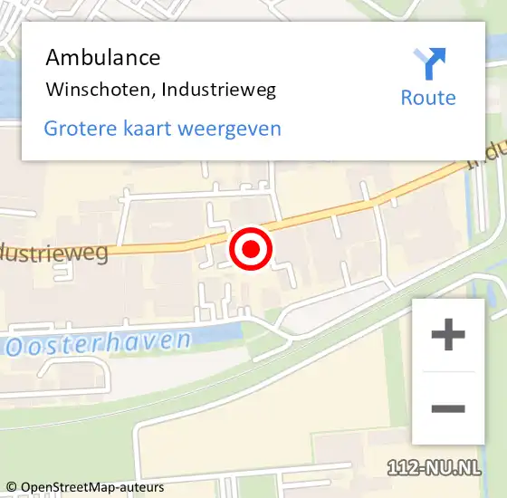 Locatie op kaart van de 112 melding: Ambulance Winschoten, Industrieweg op 29 augustus 2023 09:36