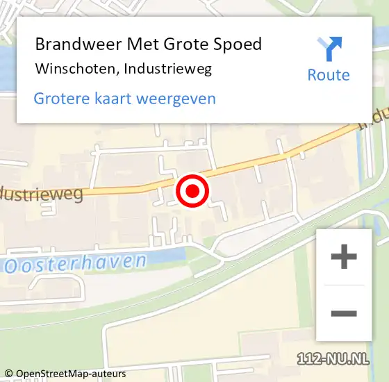 Locatie op kaart van de 112 melding: Brandweer Met Grote Spoed Naar Winschoten, Industrieweg op 29 augustus 2023 09:36