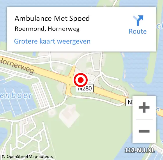 Locatie op kaart van de 112 melding: Ambulance Met Spoed Naar Roermond, Hornerweg op 29 augustus 2023 12:05