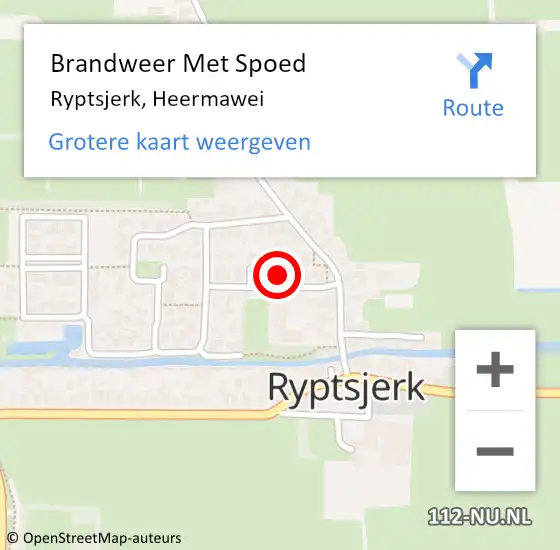 Locatie op kaart van de 112 melding: Brandweer Met Spoed Naar Ryptsjerk, Heermawei op 29 augustus 2023 12:24
