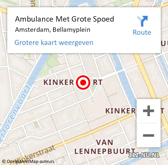 Locatie op kaart van de 112 melding: Ambulance Met Grote Spoed Naar Amsterdam, Bellamyplein op 29 augustus 2023 16:36