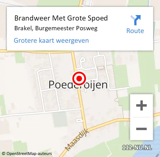Locatie op kaart van de 112 melding: Brandweer Met Grote Spoed Naar Brakel, Burgemeester Posweg op 29 augustus 2023 21:41