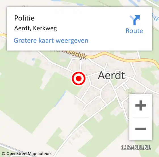 Locatie op kaart van de 112 melding: Politie Aerdt, Kerkweg op 29 augustus 2023 22:17