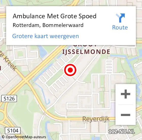 Locatie op kaart van de 112 melding: Ambulance Met Grote Spoed Naar Rotterdam, Bommelerwaard op 29 augustus 2023 23:21
