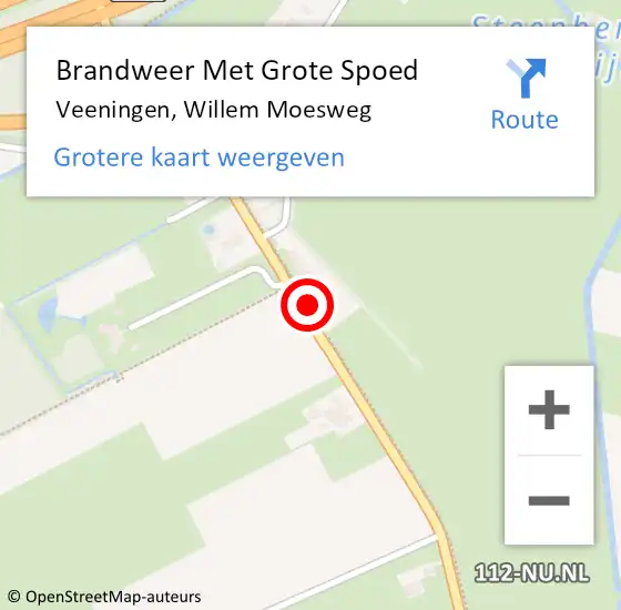 Locatie op kaart van de 112 melding: Brandweer Met Grote Spoed Naar Veeningen, Willem Moesweg op 30 augustus 2023 00:11