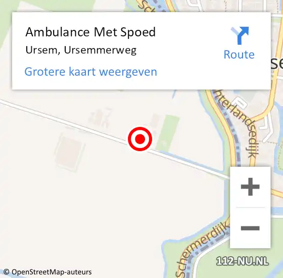 Locatie op kaart van de 112 melding: Ambulance Met Spoed Naar Ursem, Ursemmerweg op 30 augustus 2023 02:24