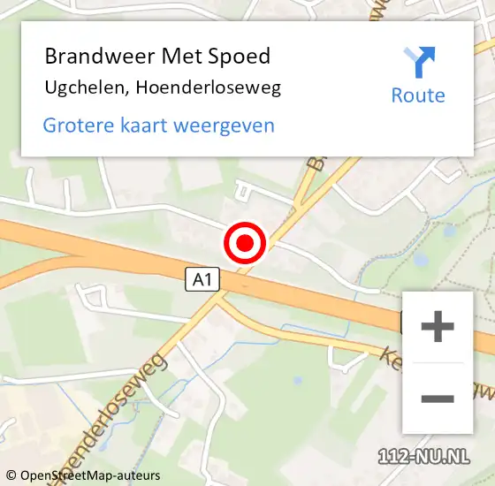 Locatie op kaart van de 112 melding: Brandweer Met Spoed Naar Ugchelen, Hoenderloseweg op 30 augustus 2023 05:14