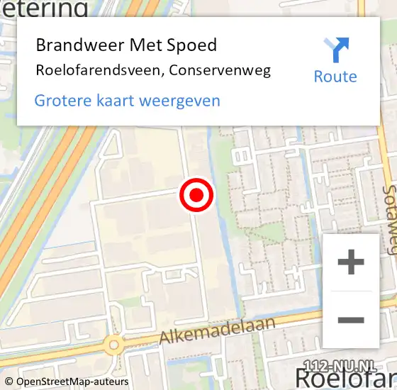 Locatie op kaart van de 112 melding: Brandweer Met Spoed Naar Roelofarendsveen, Conservenweg op 30 augustus 2023 06:45