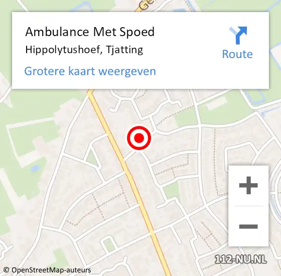 Locatie op kaart van de 112 melding: Ambulance Met Spoed Naar Hippolytushoef, Tjatting op 30 augustus 2023 08:21